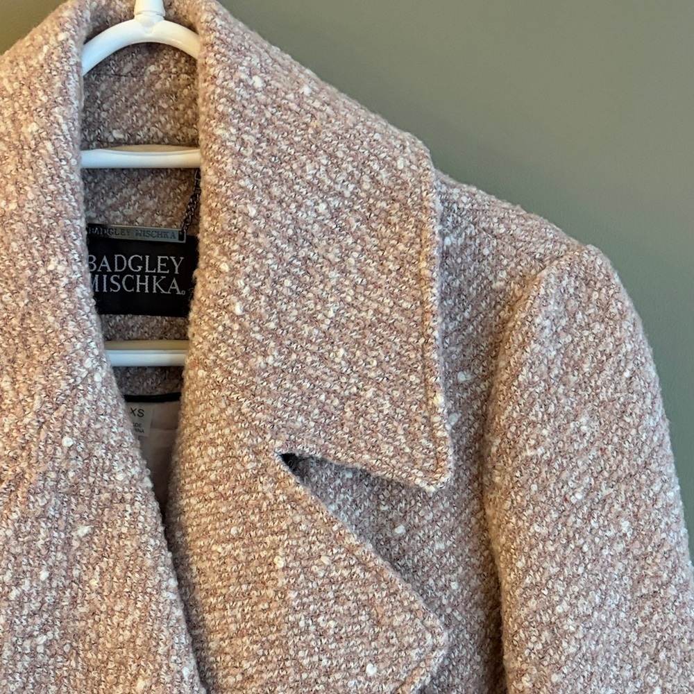 Badgley Mischka Textured Blush Pink Pea Coat size XS - Picture 6 of 13